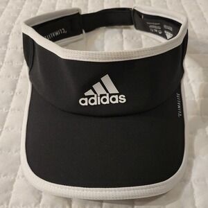Adidas Climalite Visor Black White Athletic Sun Hat Tennis Sporty Golf Running